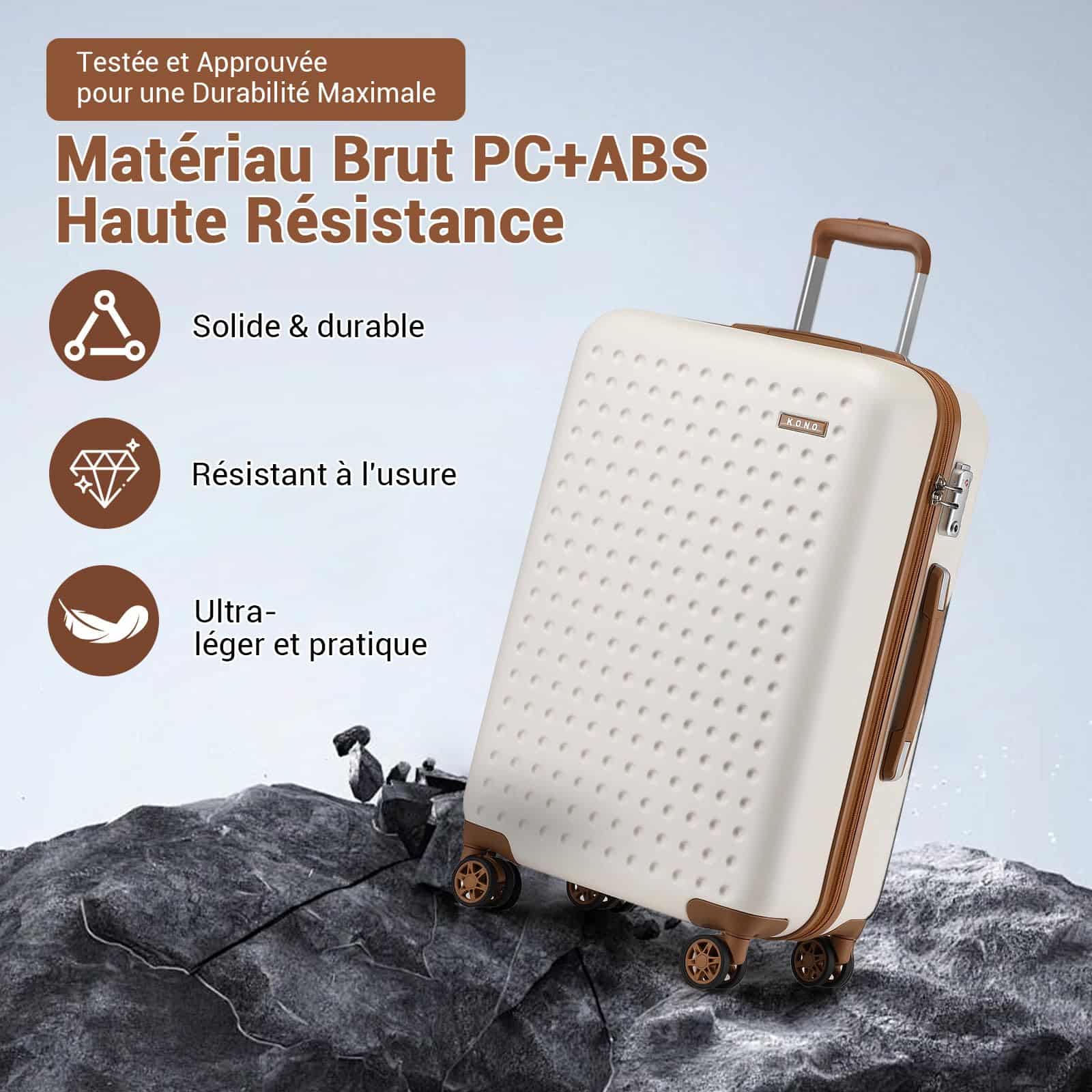 Valise moyenne rigide Kono 65 cm ABS+PC légère avec serrure TSA – Image 3