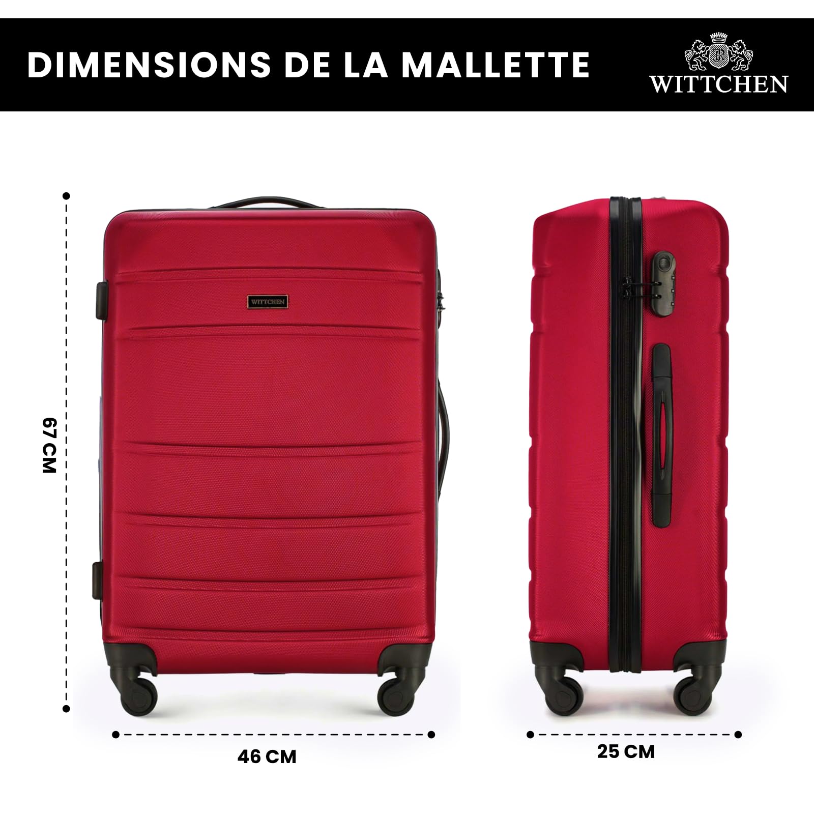Valise moyenne rigide Wittchen Globe Line 76 cm ABS 4 roues rouge – Image 3