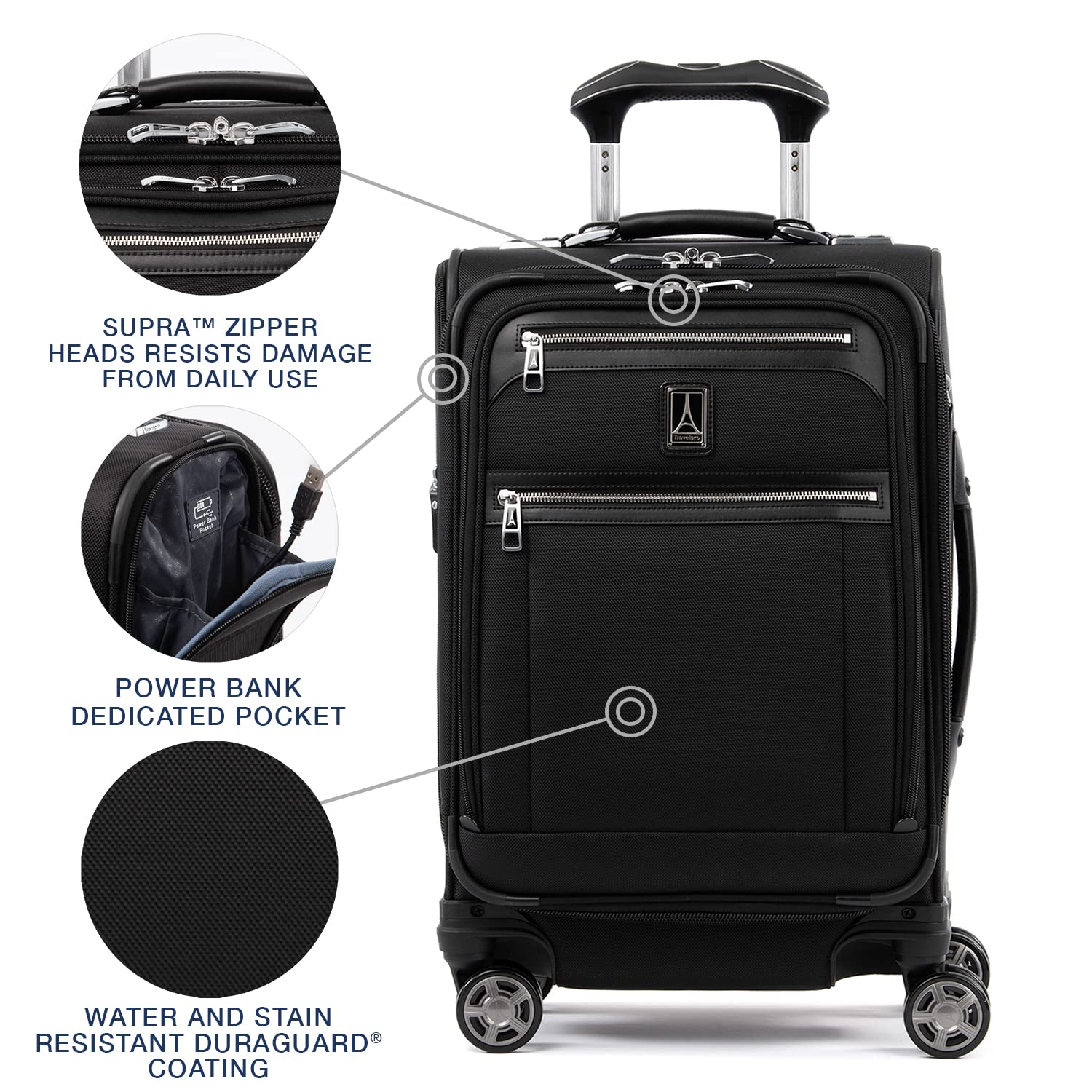 Valise cabine souple Travelpro Platinum Elite 20 pouces extensible 8 roues – Image 4