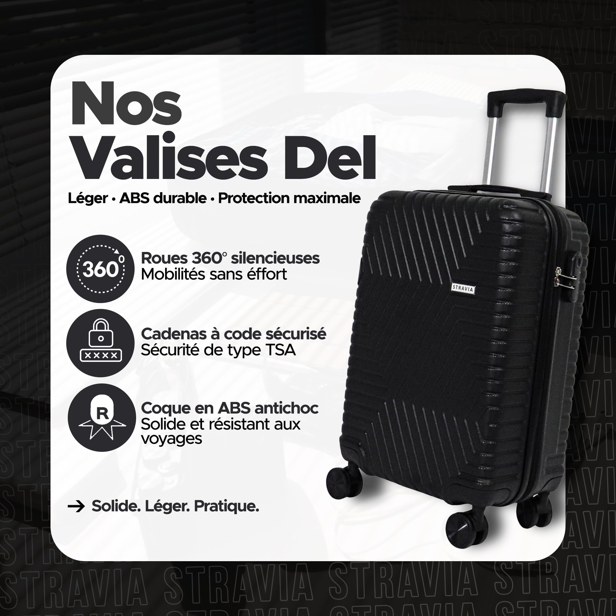 Valise moyenne rigide Stravia Del 65 cm ABS légère 4 roues – Image 6
