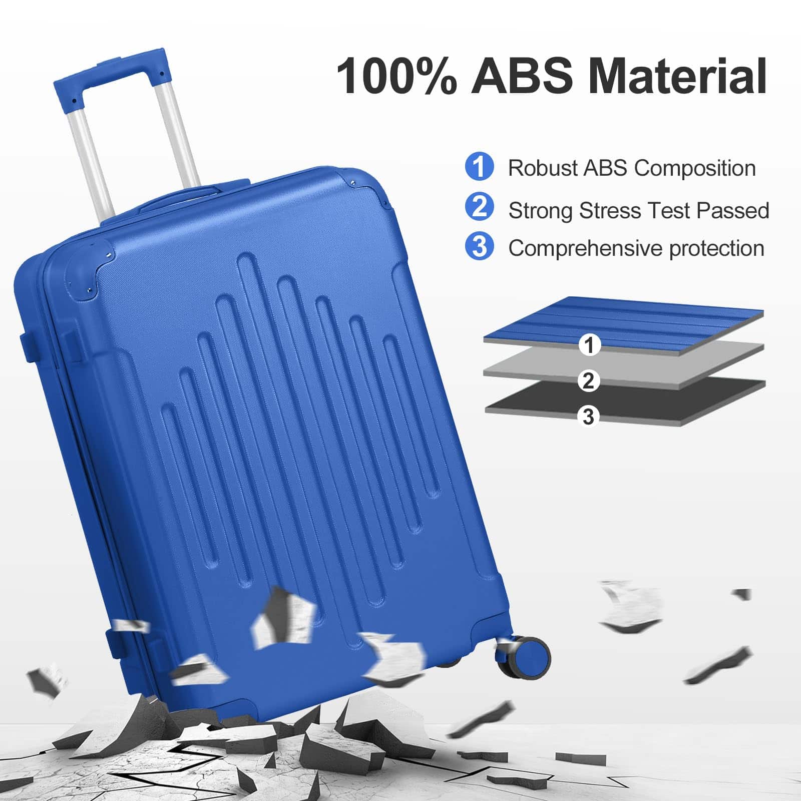 Valise grande taille rigide LALAHO 75 cm ABS 4 roues avec serrure à combinaison – Image 4