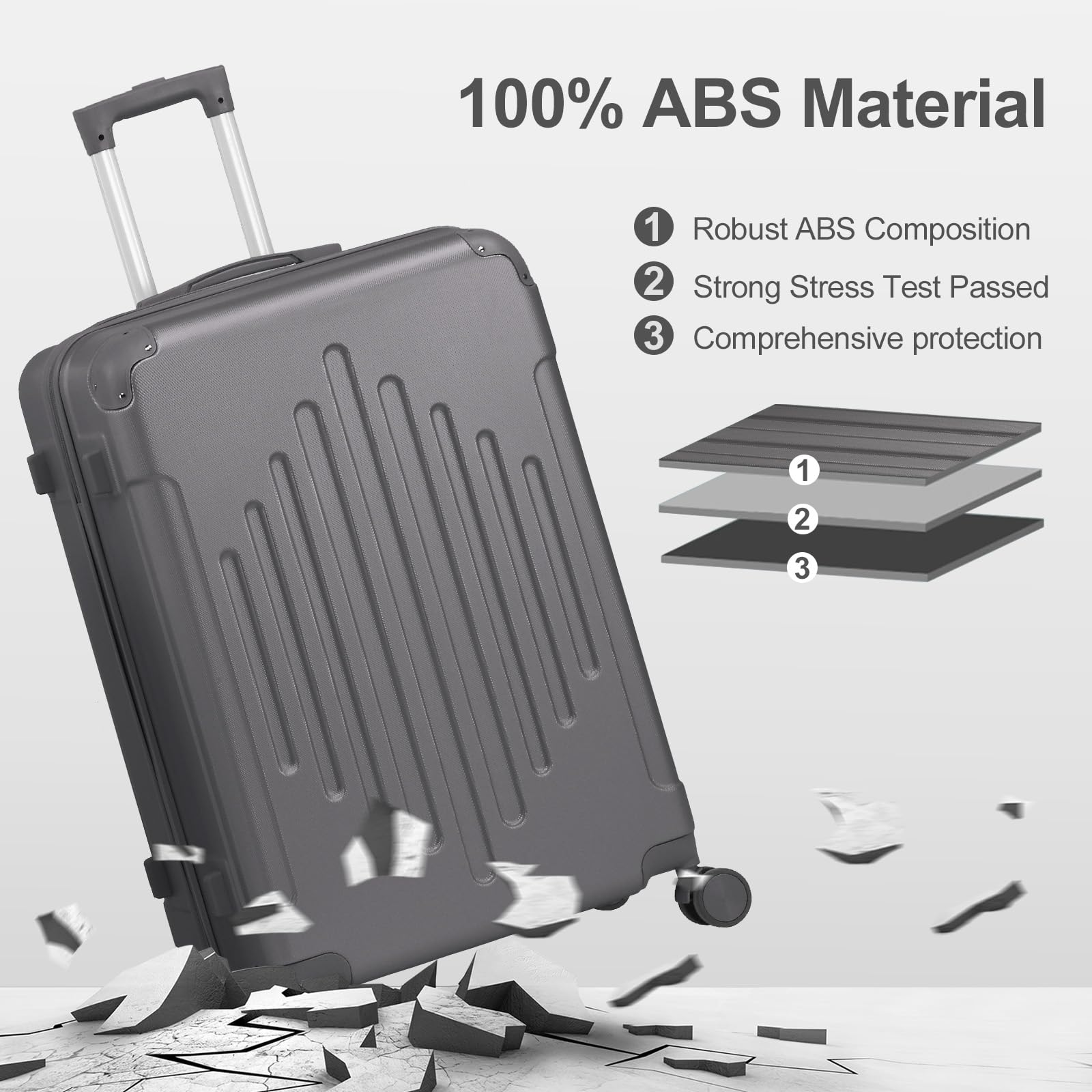 Valise cabine rigide LEADZM 55 cm ABS légère 4 roulettes – Image 4