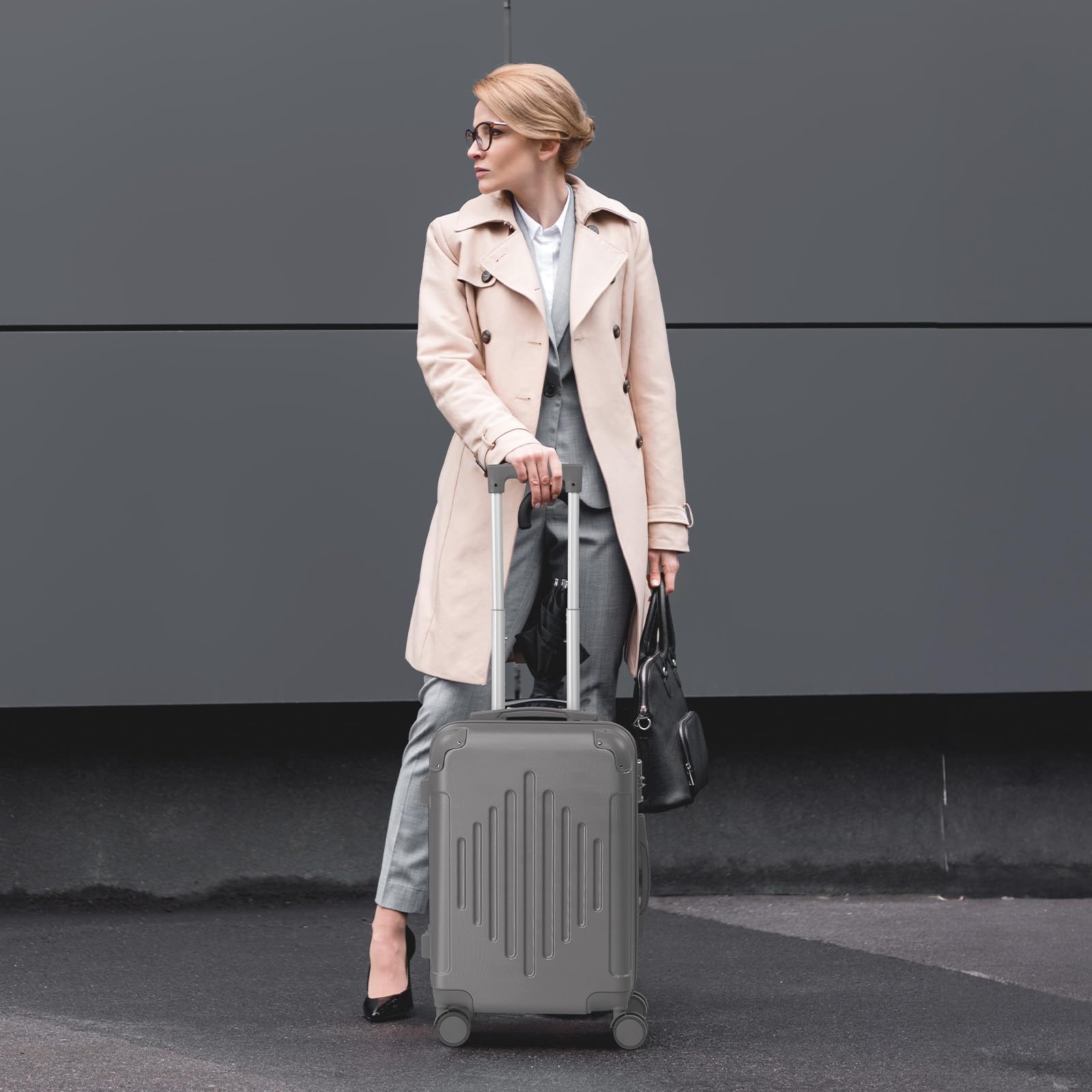 Valise cabine rigide LALAHO 55 cm ABS légère 4 roulettes – Image 3