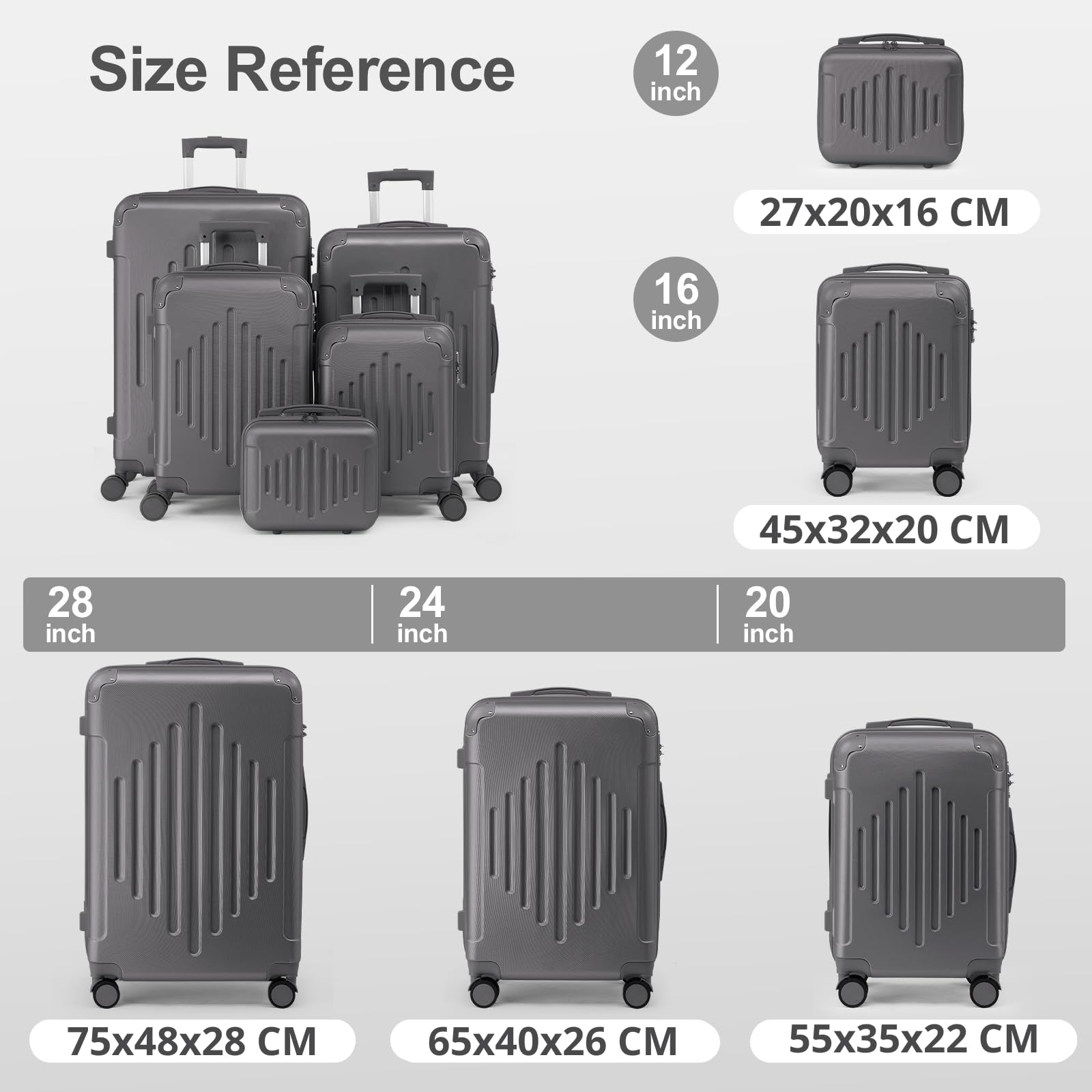 Valise grande taille rigide LALAHO 75 cm ABS 4 roues à combinaison – Image 4