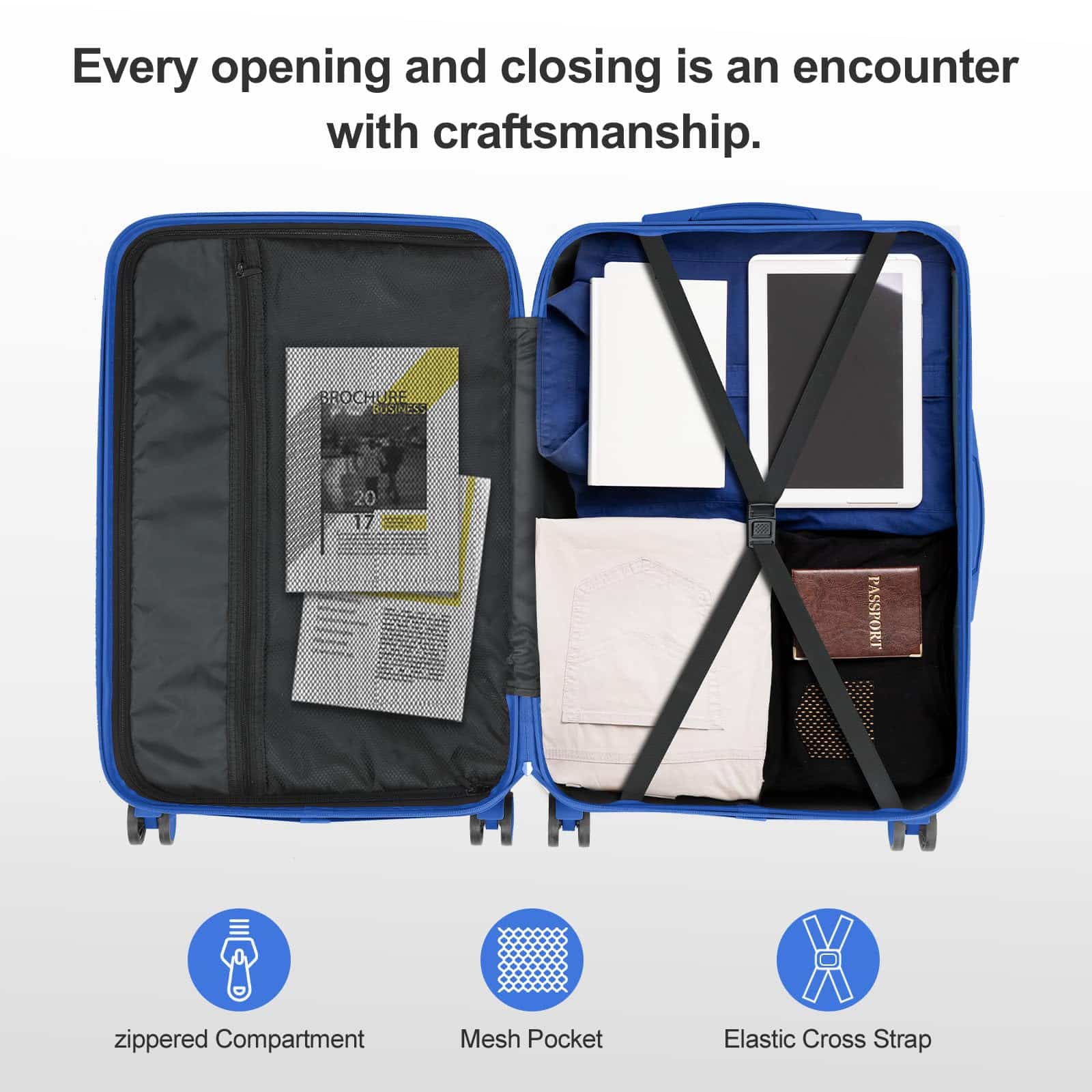 Valise grande taille rigide LALAHO 75 cm ABS 4 roues avec serrure à combinaison – Image 6