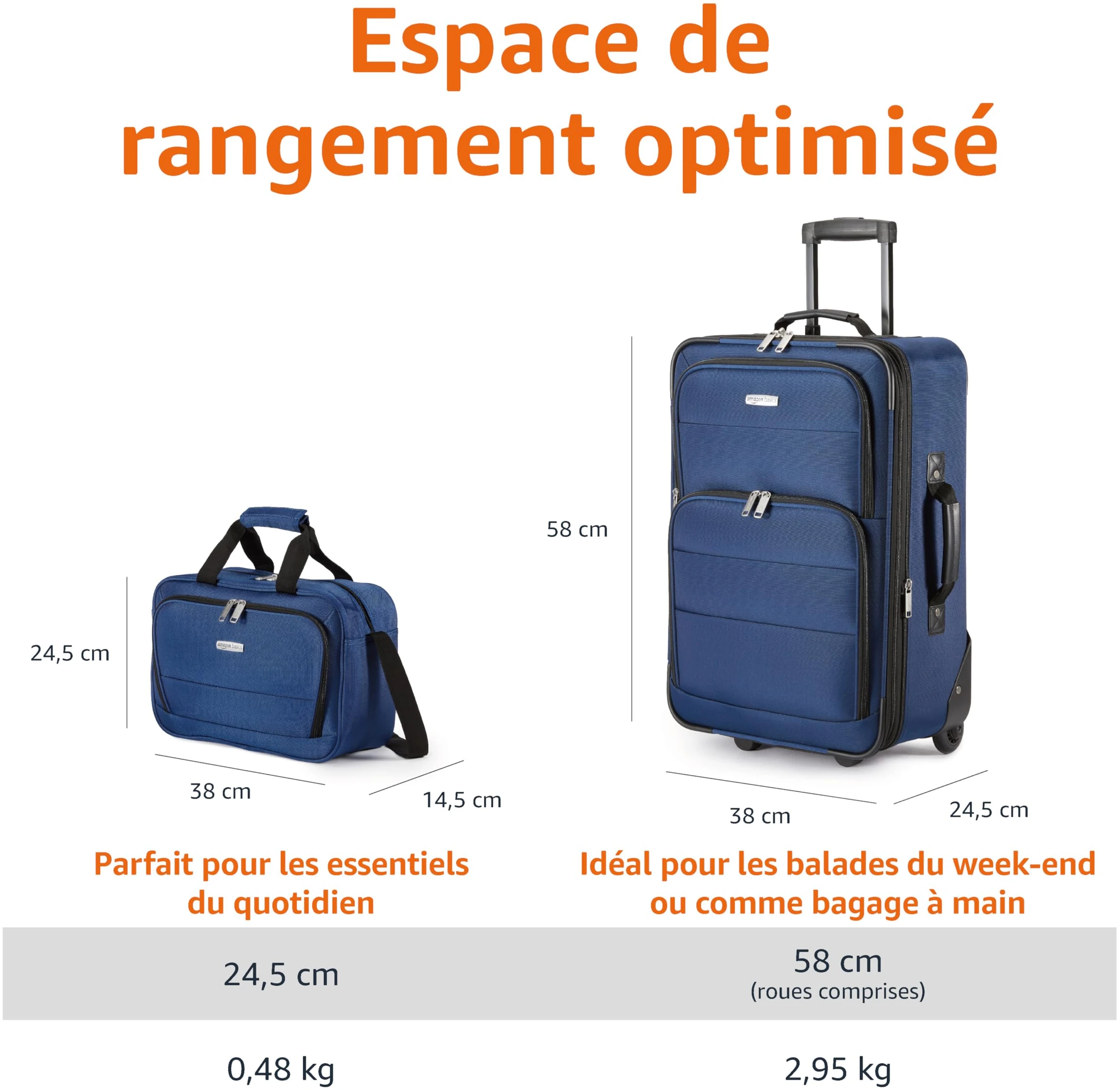 Set de 2 valises souples Amazon Basics extensibles avec sac fourre-tout – Image 5
