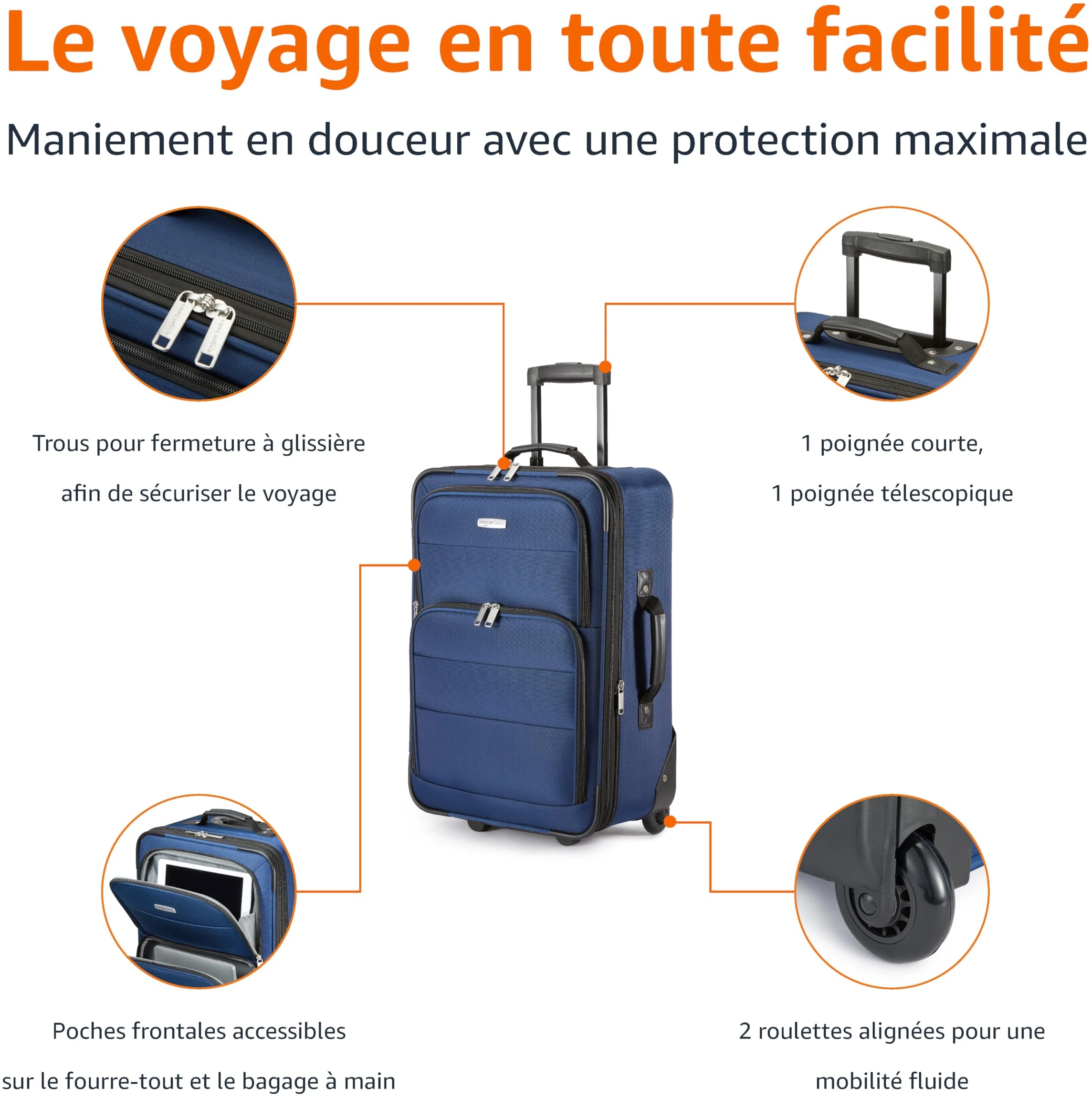 Set de 2 valises souples Amazon Basics extensibles avec sac fourre-tout – Image 4