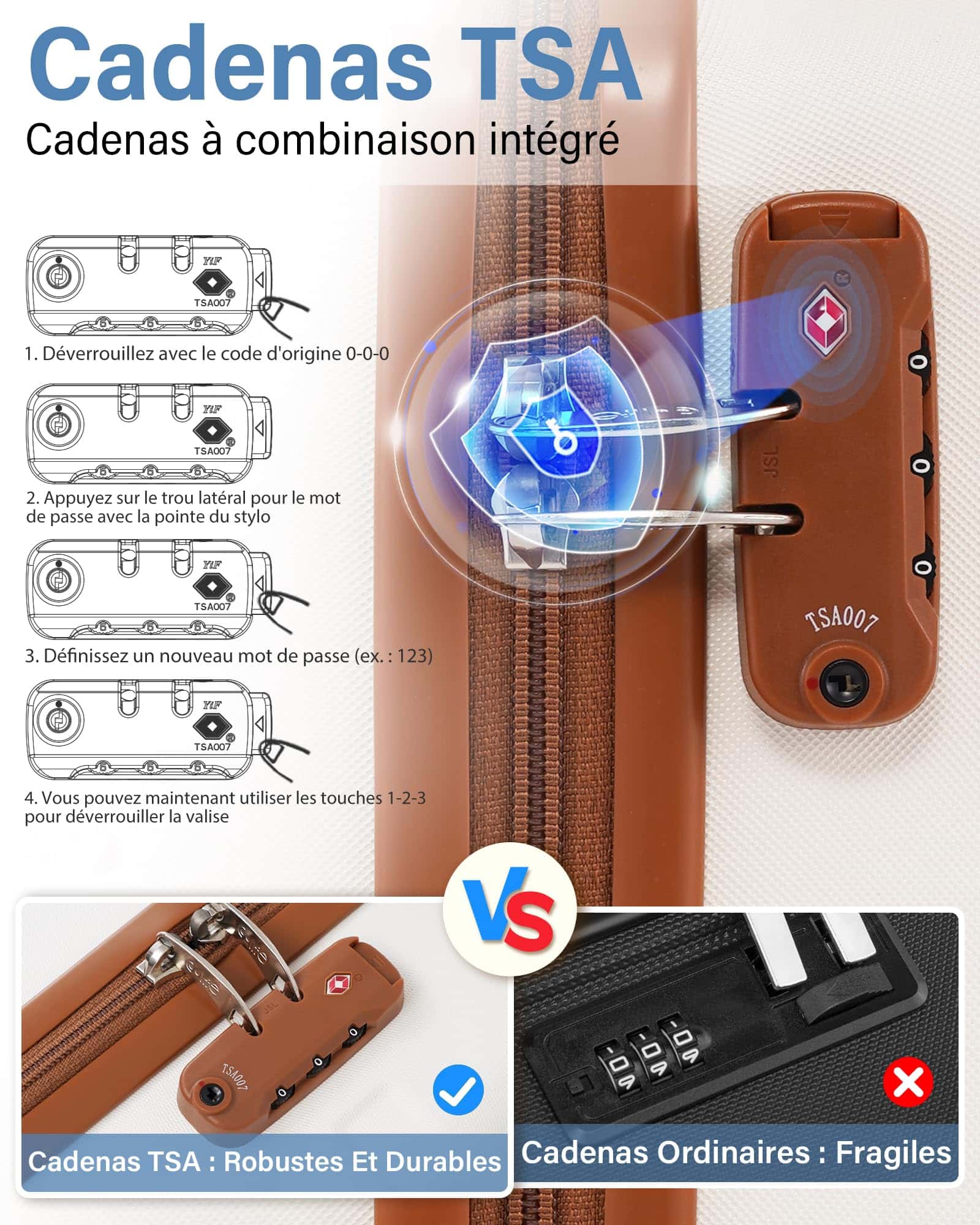 Valise cabine rigide Coolife 55x35x20 avec serrure TSA et 4 roulettes – Image 4