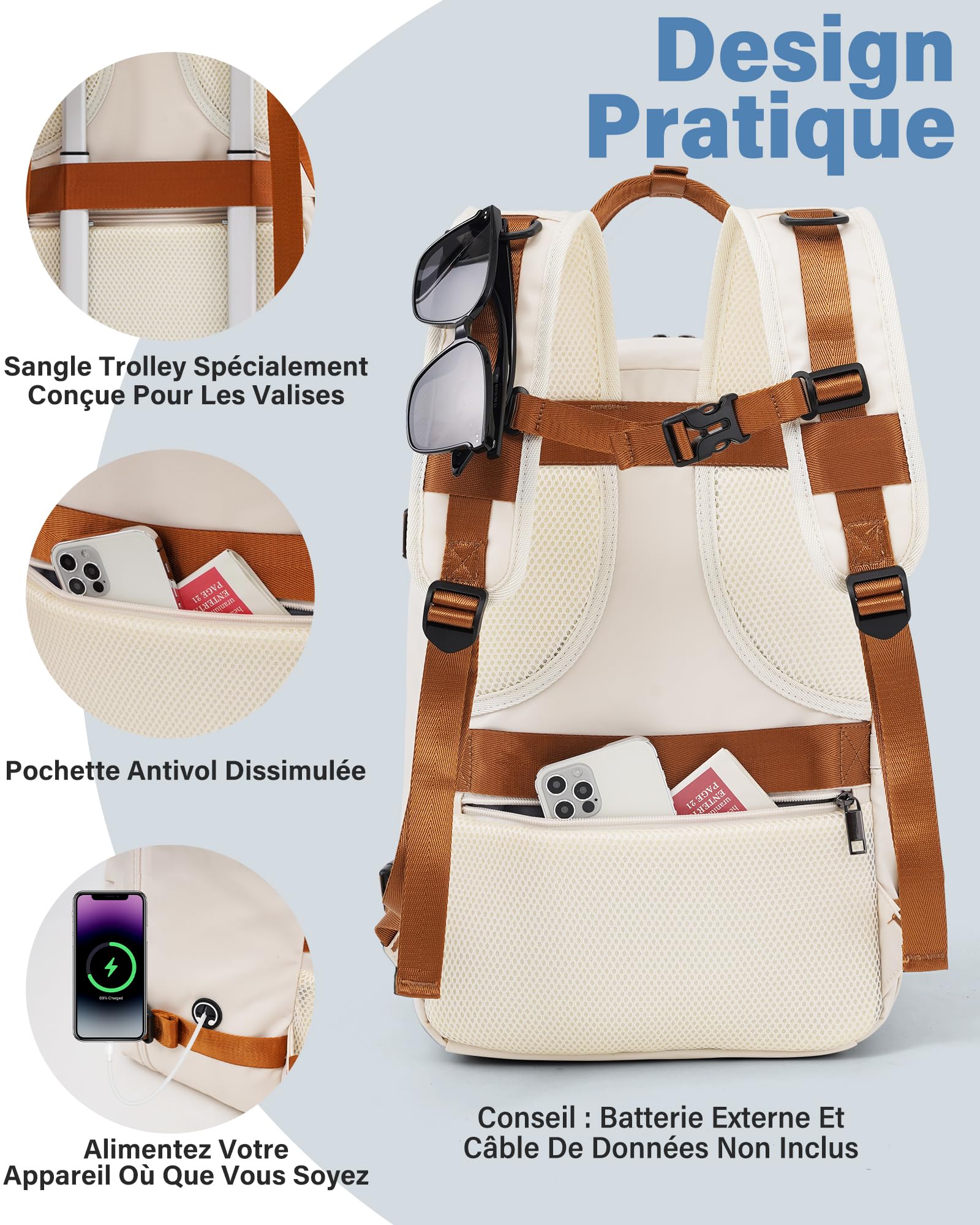 Valise cabine rigide Coolife 55x35x20 avec serrure TSA et 4 roulettes – Image 6